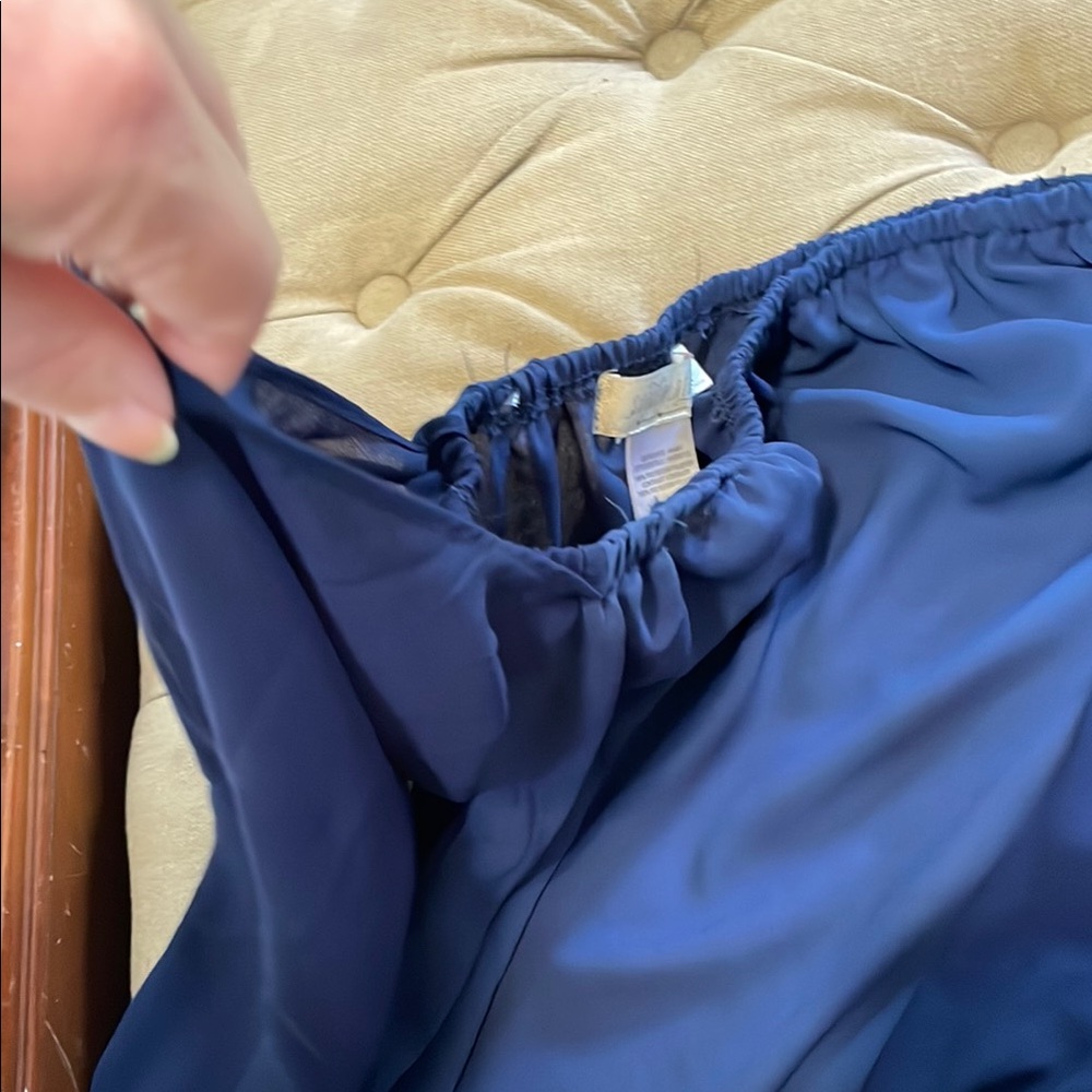 Blue Ruffled Off-the-Shoulder Blouse - Picture 3 of 4